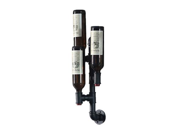 Industrial Pipe 3 Bottle Wine Rack Epoxy Coating For Kitchen / Dining Area