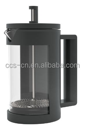 Портативные кофеварки Высококачественный боросиликатный стеклянный кофейный пресс Черный пластиковый французский пресс