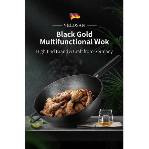 Swiss Non Stick Aluminium Wok 32cm High Durability PFOA Free Frying Pan