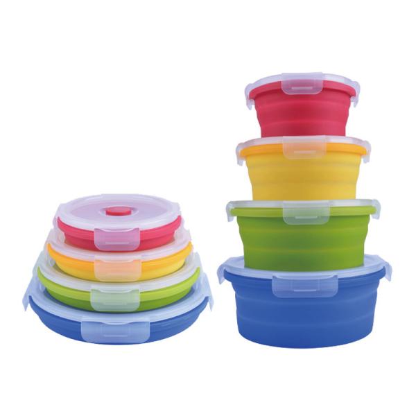 BPA Free Silicone Foldable Lunch Box 4Pcs For Camping