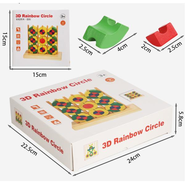 Juguete Interativo Montessori Educativo Preescolar BPA Grátis Rattles Teether 3D Anéis de Bloqueio de Arco-íris de Madeira