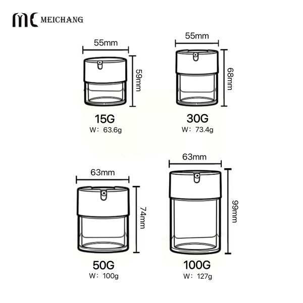 5G 10G 20G 30G 50G Capacity High-Transparency Acrylic Airless Pump Cream Jar with Vacuum Fresh-Keeping Technology for Cosmetic Packaging