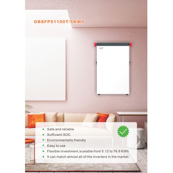 Wall-Mounted 5KWh LiFePO4 Battery Module 48V 51.2V 100ah LFP Lithium Battery PACK for Residential  Energy Storage System