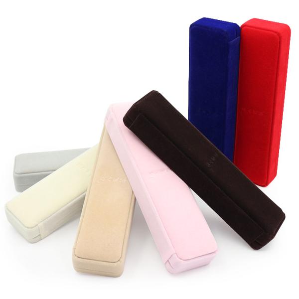 Logo Stamping Velvet Jewelry Gift Boxes Satin Compartment Jewelry Flocked Box