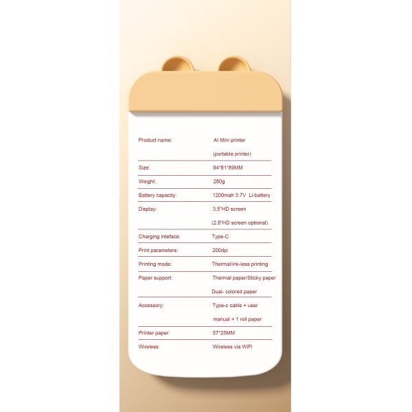 AI New Voice Text Picture Printing Mini Convenient Printer WIFI Can Connect To Mobile Phone Parent-child Interaction