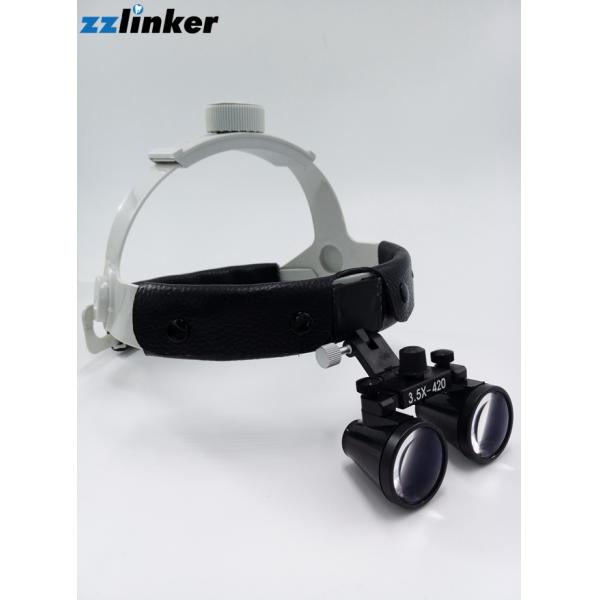 LED Adjustable Dental Loupes 3.5x Portable Leather Headband Black White Color