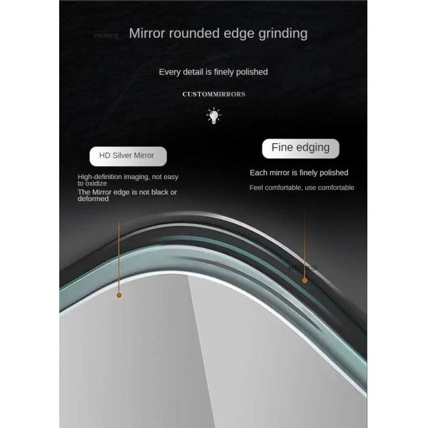 Simple flameproof Led Smart Touch Screen Anti-fog Round Sensor Mirror with Light(WH-MR-101)