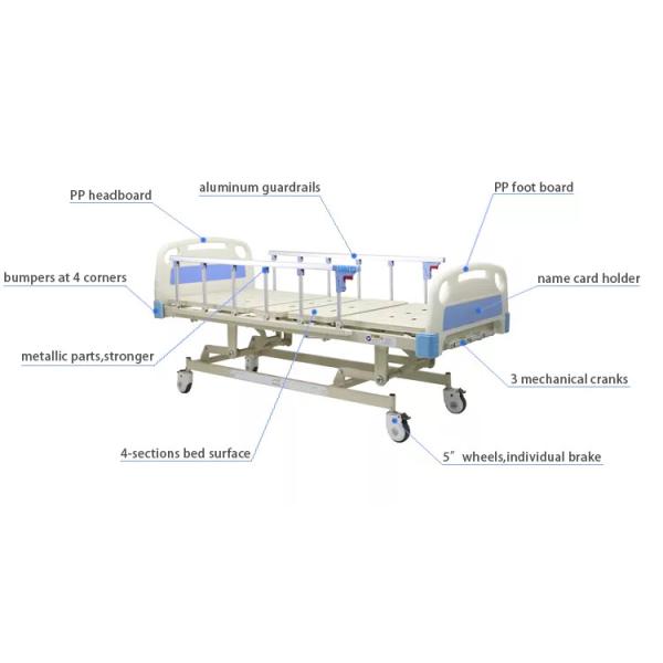 3 функции ручной медицинской больничной кровати для пациента 3 коленчатой больничной кровати