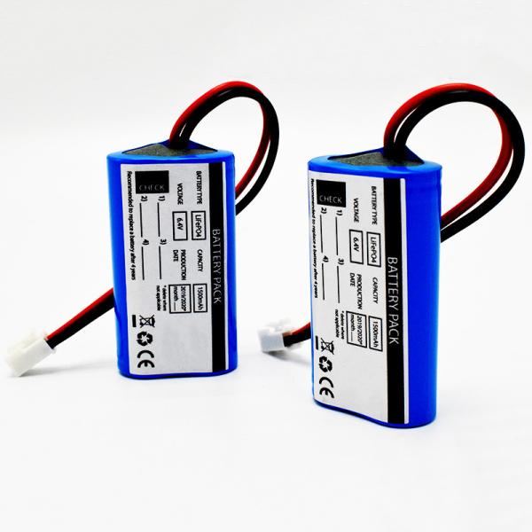 9.6Wh Side By Side Type IFR 18650*2 Cells 1.5Ah 6.4V LiFePO4 Batteries Emergency Lighting Battery