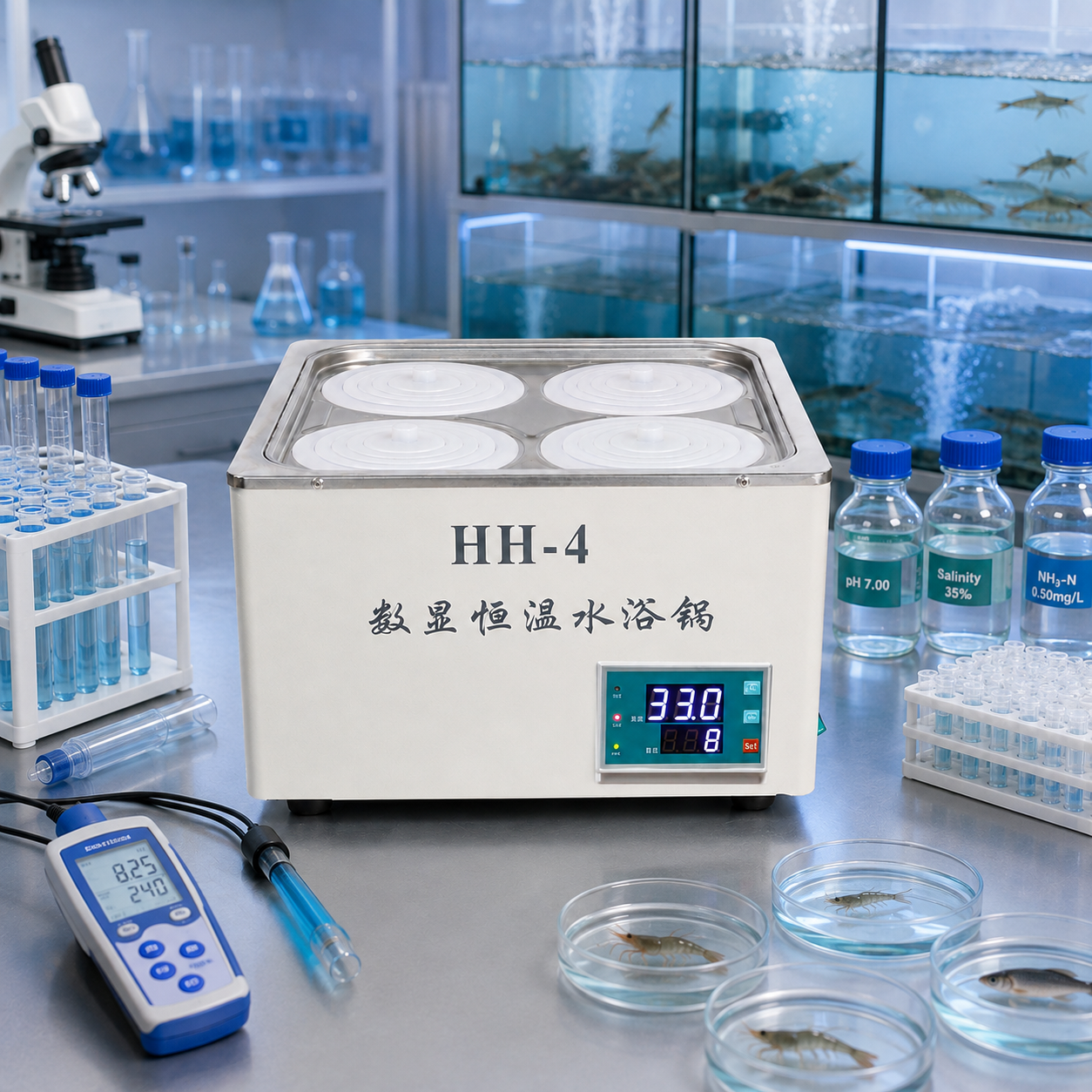 Cenlee Four-Hole PID Digital Thermostatic Water Bath 100°C 800W for Biology Sample Warming and Incubation