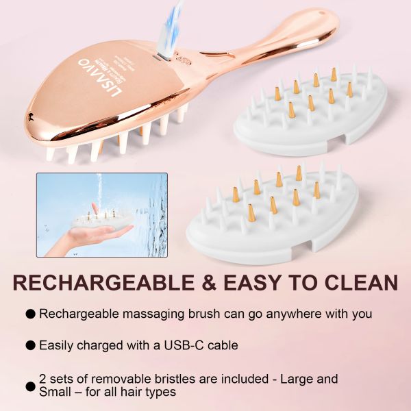 Electric Hair Brush with 650nm Red Light Therapy EMS Microcurrent and IONIC Hair Care Technology