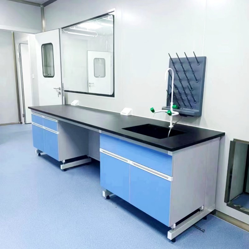 H Frame Laboratory Island Bench Commercial Modular Lab Workbench With Steel Wood Cabinets Reagent Rack