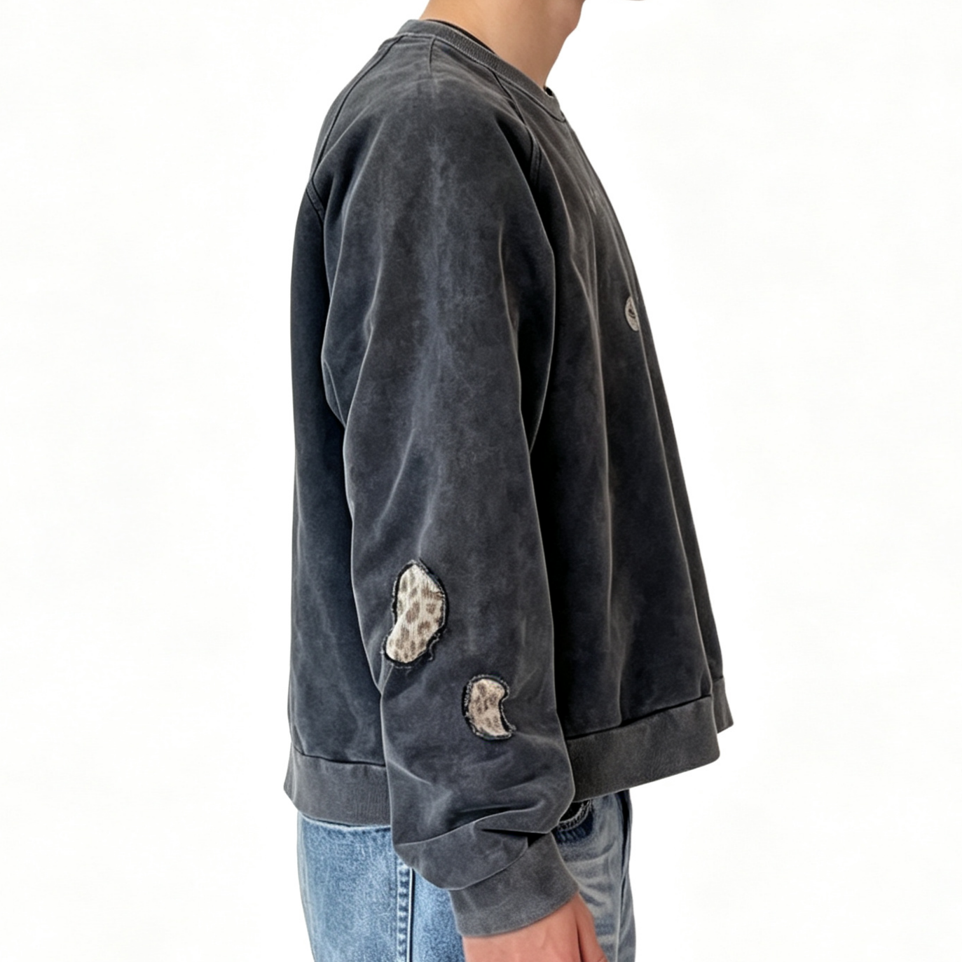 Skull Graphic Men's Heavyweight Hoodie Vintage Acid Wash Cropped Crewneck Sweatshirt