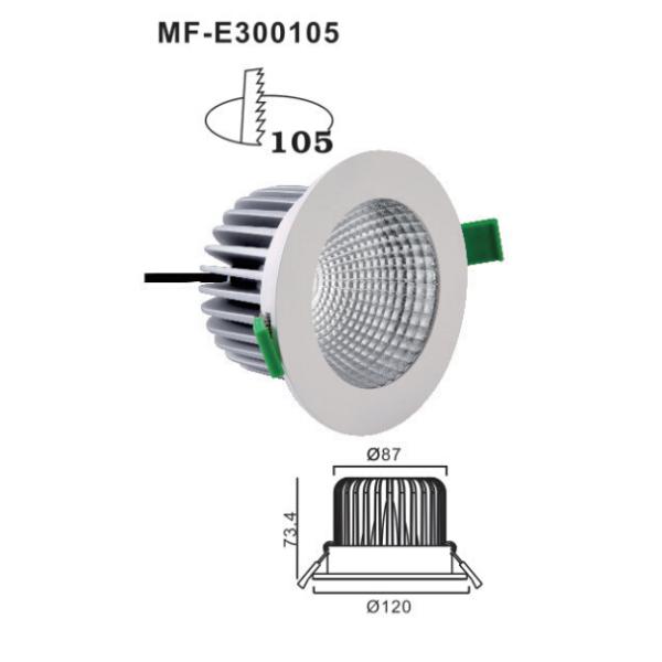 CRI85 720LM 10.5W Bridgelux COB LED Down Light With 45° Die-cast Aluminum Dimmable