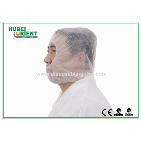Soft Breathable Hood Snood Disposable Head Cap In White Blue for Factory use