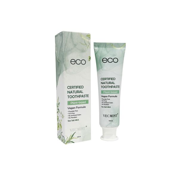 Natural Toothpaste Eco Certified - Vegan Plant-Based, Fluoride & SLS-Free, Sea Soft Mint (100ml)