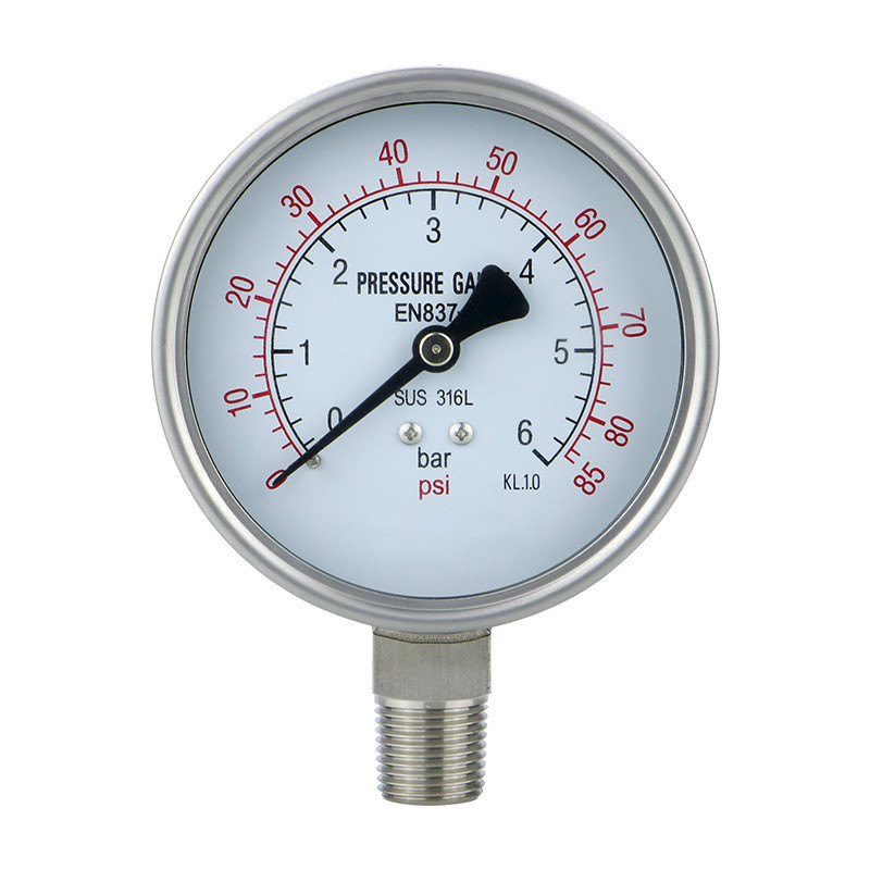 Precision 1.6%.2.5% Radial Manometer 304 Stainless Steel Pressure Gauge for Industrial