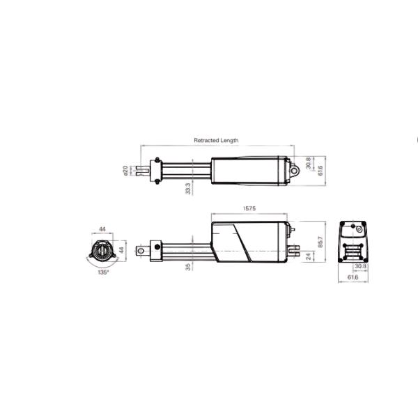 Устойчивый к погодным условиям IP69K DC 24V электрический приводной двигатель линейный двигатель 350KG 20 мм - 1000 мм ход