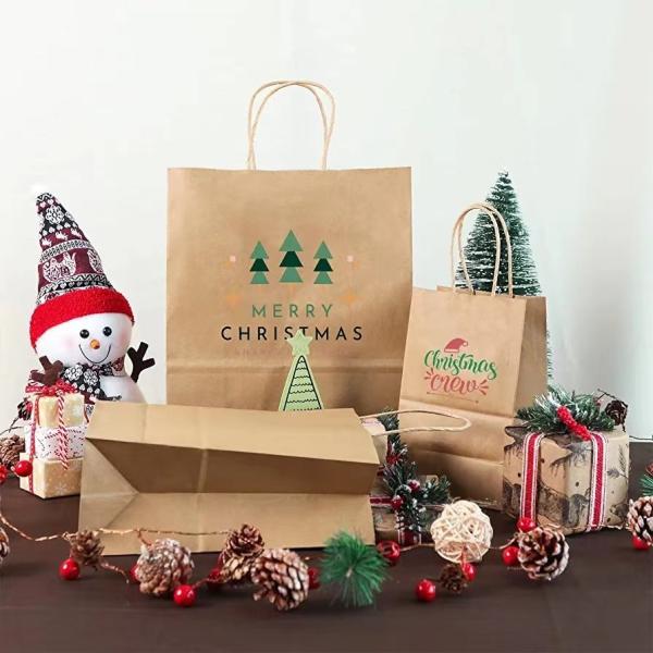 Assorted Size Reusable Brown Kraft Paper Bag with Handle for Small Business, Shopping Bags and Party Favor Bags