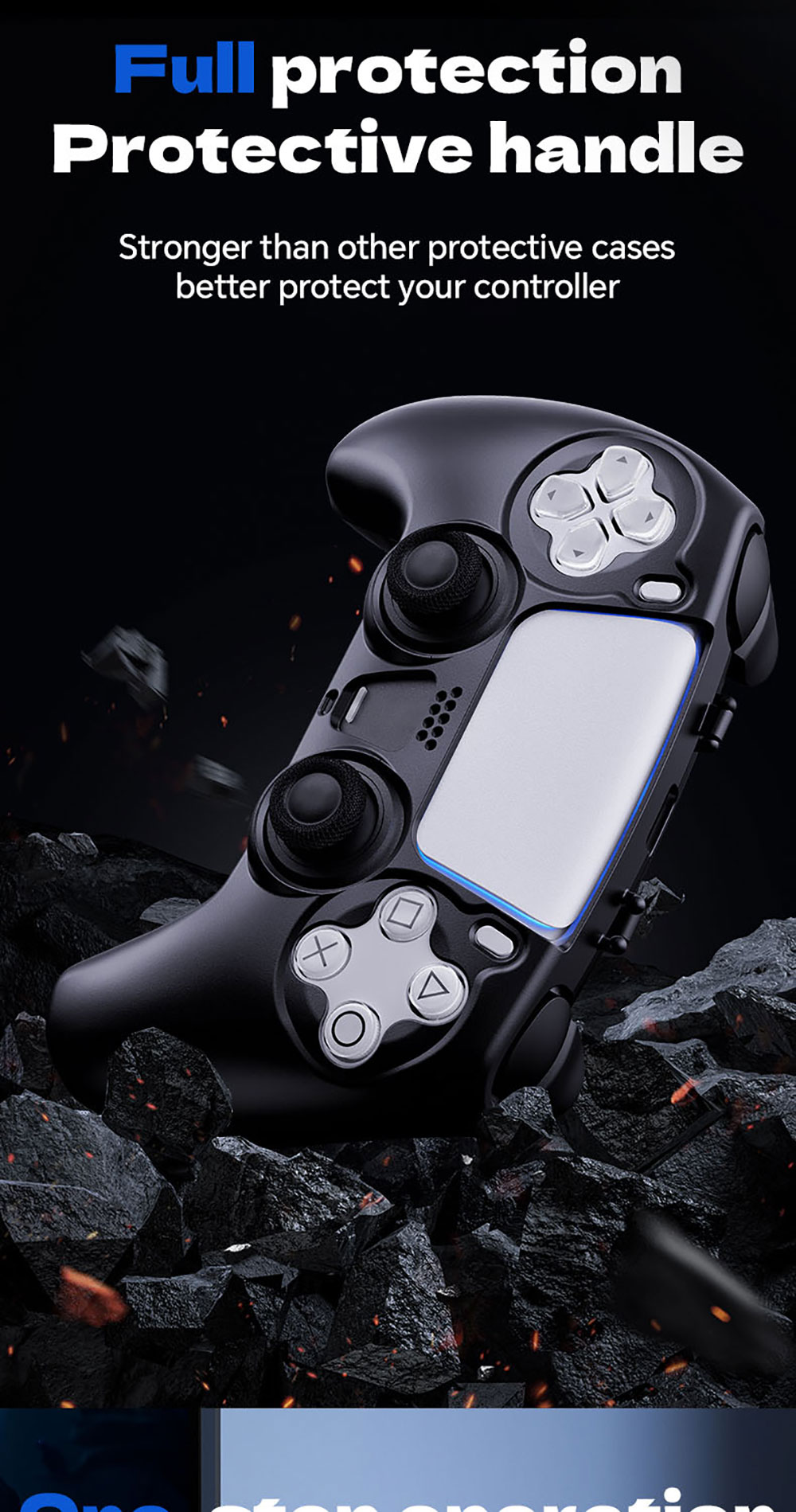 Laudtec Slim Lightweight Carbon Fiber Case for PS5 Controller 360 Anti-Fall Hard Shell Protective Cover Shockproof Accessory