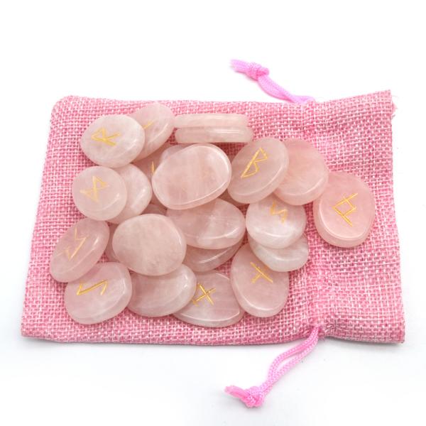 Tumbled Stone Shaped Rose Quartz Divination Stone Gemstone Rune Stones with FAIRY Theme