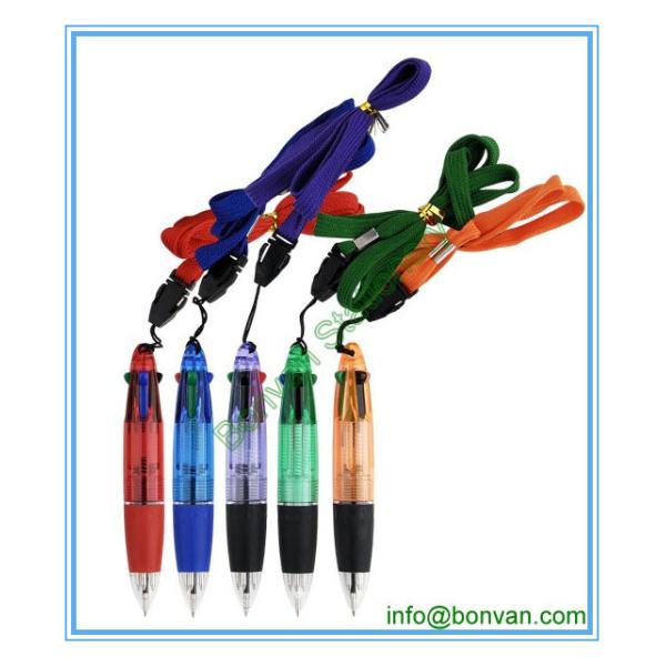 plastic pen with string, lanyard plastic pen
