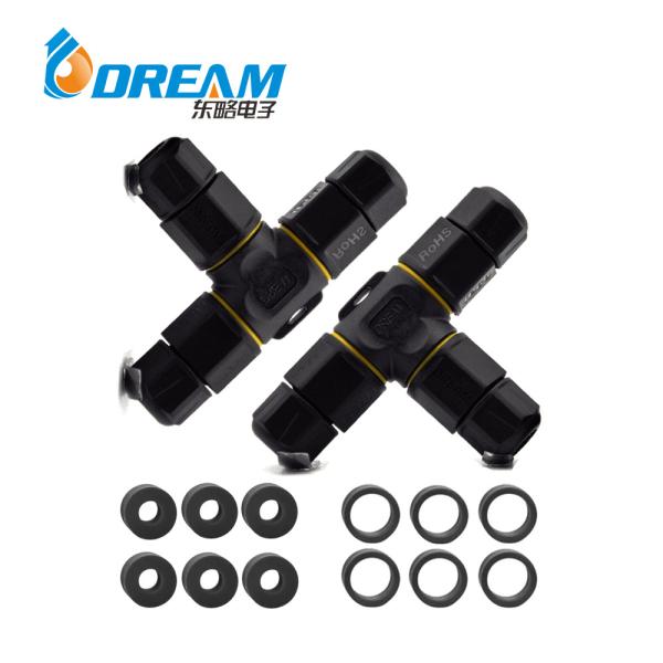 IP68 водонепроницаемый кабельный соединитель 3-канальный 3-полюсный, наружный во