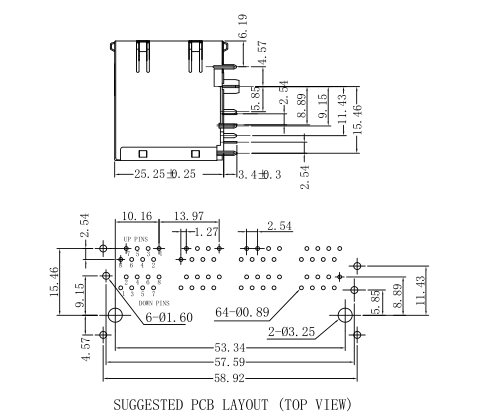 1-5569262-1 штырь Рдж45 Джека соответствующий к входу Хоризентал соединителя локальных сетей штыря