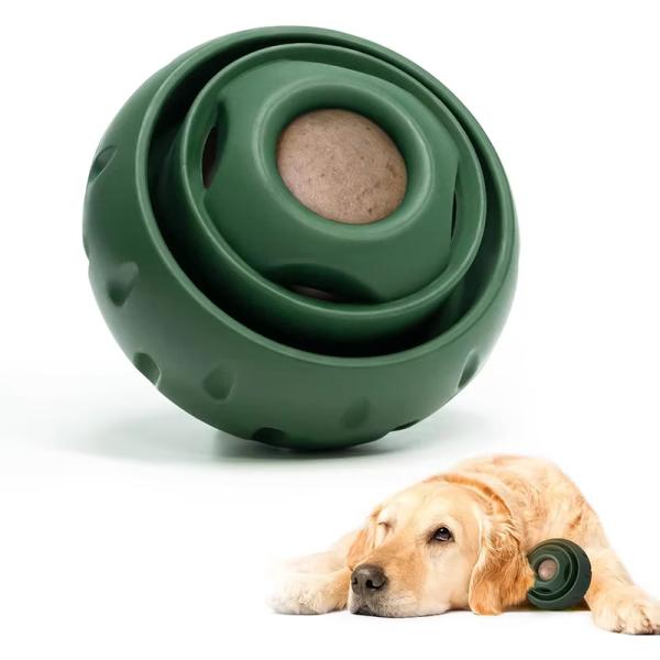 Refillable Slow Feeder Dog Ball Rubber Dog Food Ball Toy Durable