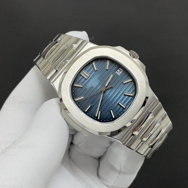 Patek Philippe 5711 Aquanaut Acier Inoxydable Lunette Diamantée Cadran Bleu Bracelet Caoutchouc Montre de Luxe Automatique