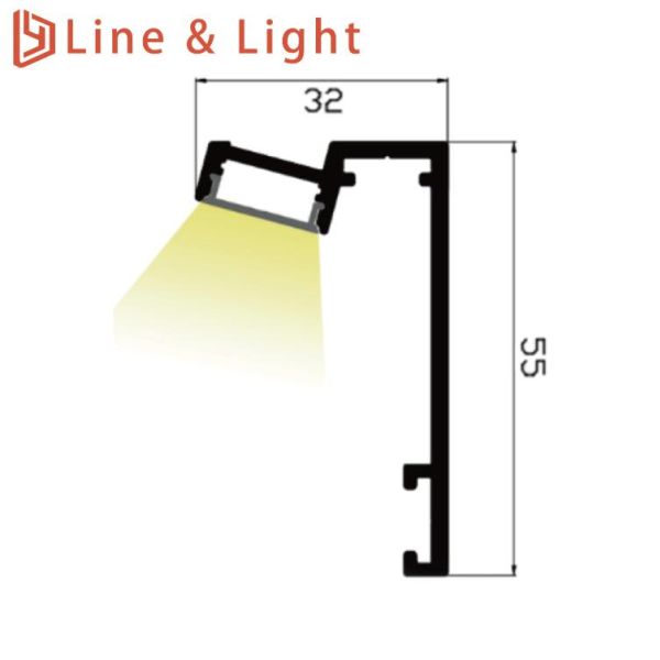 6063 T3-T8 Aluminum Alloy Anodized Finish Surface Mounted LED Profile 32*55mm for Curtain Lighting