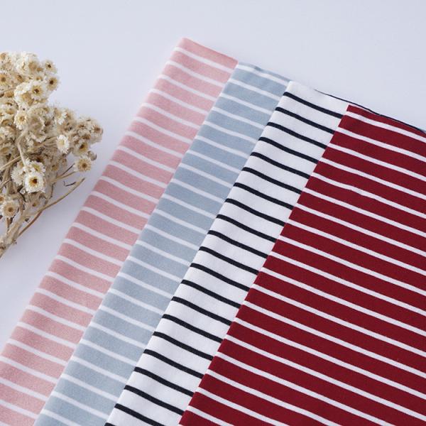 Tejido de material blando rayado 140gm camiseta Lycra algodón hilo teñido