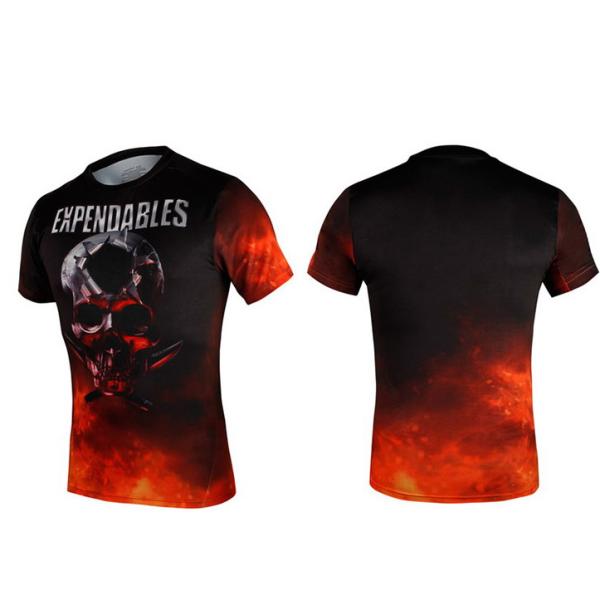 Wholesale customized logo printing Iron Man Sublimation Print Quick dry sports use fitness Polyester O neck T-shirts