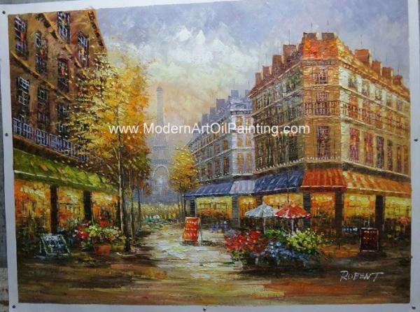Rua quadro de Paris da torre Eiffel da pintura a óleo de Paris Eco-amigável para clubes do lazer
