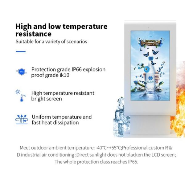 55 inch Full outdoor maintenance-free Electronic Totem Lcd outdoor floor-standing advertising