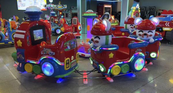 Electric Power Source And Kids Swing Game Machine Children Track Train Amusement Park Equipment Gameplay In Coin Operated Kiddie Ride