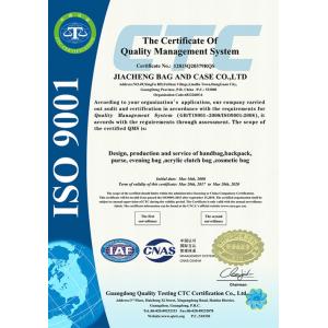 Jiacheng bag and case Co., Ltd Certifications