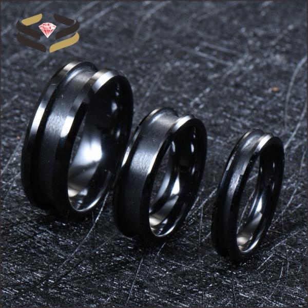 Anillos de cerámica para bodas negros para hombre y mujer, 4 mm, 6 mm y 8 mm, con incrustación personalizable