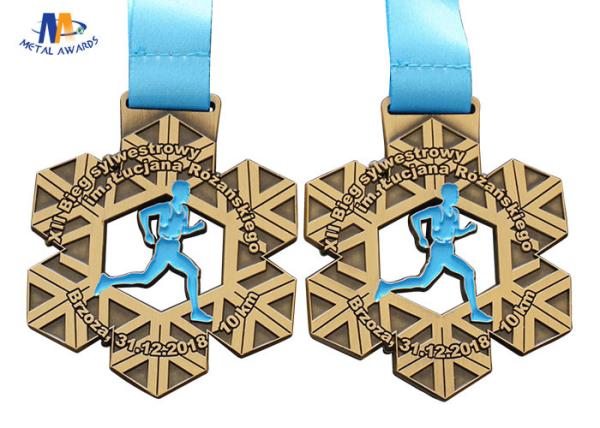 Die Cast Custom Sport Medals 10K With Ribbon round Shape Pesonalized