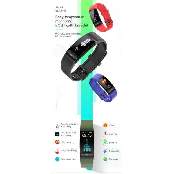 NRF52832 Chip Sport Smart Body Thermometer Bracelet For Men Women