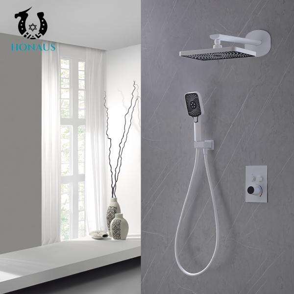 Chrome Concealed Valve Showers Digital Display Two Outlets Multi Modes Spray Brass Body