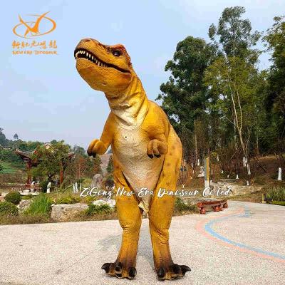 Color amarillo Disfraz de dinosaurio de verdadero de 3 a 4 metros Cuadro de acero Caucho de silicona