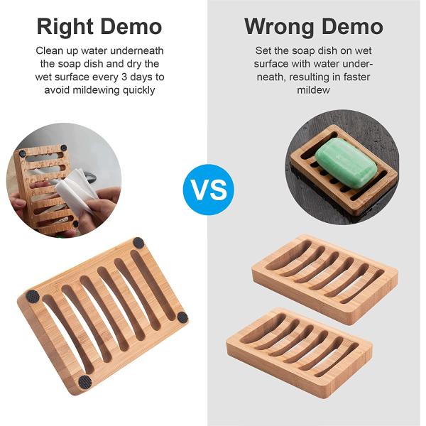 Eco Friendly Natural Wooden Soap Storage Rack Bamboo Wood Soap Dish Holder for Bathroom