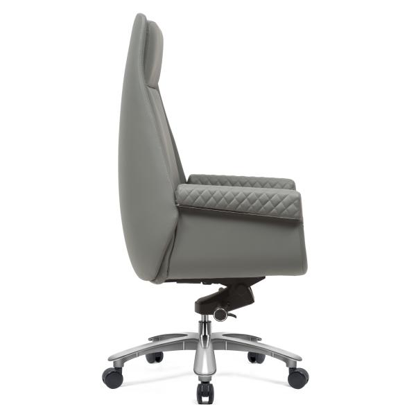 Gray PU Leather Revolving Chair Ergonomic Swivel Office Chair