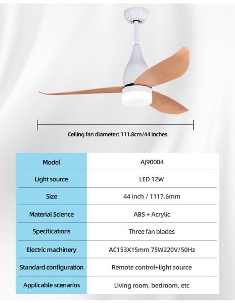 Ventilateur de plafond LED décoratif, ventilateur de plafond en courant continu avec lumière et télécommande