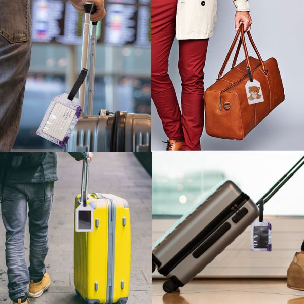 Double-Sided Slim Rectangle PU Leather Sublimation Luggage Tag Blanks Bag Tags