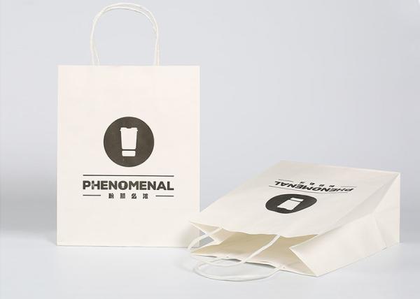 Large Paper White Packing Bags , Printed Gift Bags For Gift Garment Packing