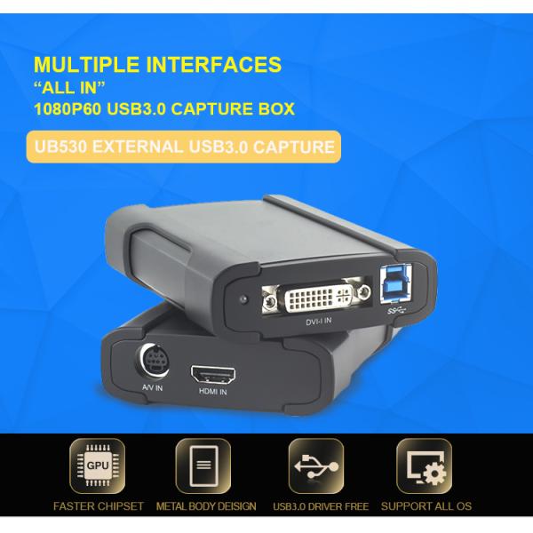 Max.FPS 1920x1080p 60/50fps USB Video Capture Card Grabber With Multiple Video Inputs