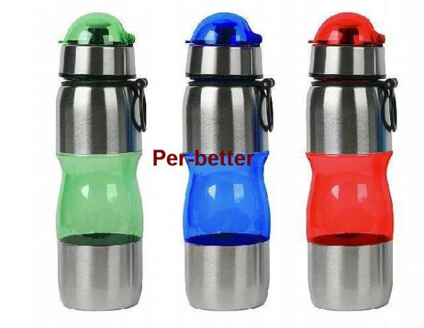 750ML cheap stainless steel bottom plastic sport water bottles with a cup