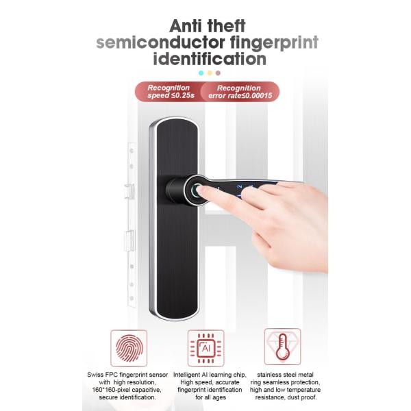 Smart TTlock FPC Fingerprint Door Lock Bluetooth With Reversible Handle